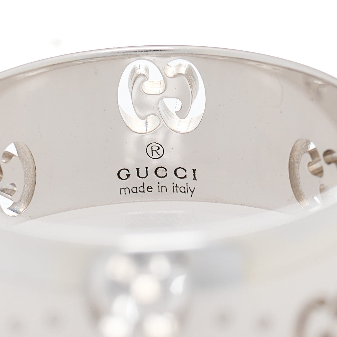 Gucci 18K White Gold 6mm Icon Band Ring 50 5.25 5 of 5