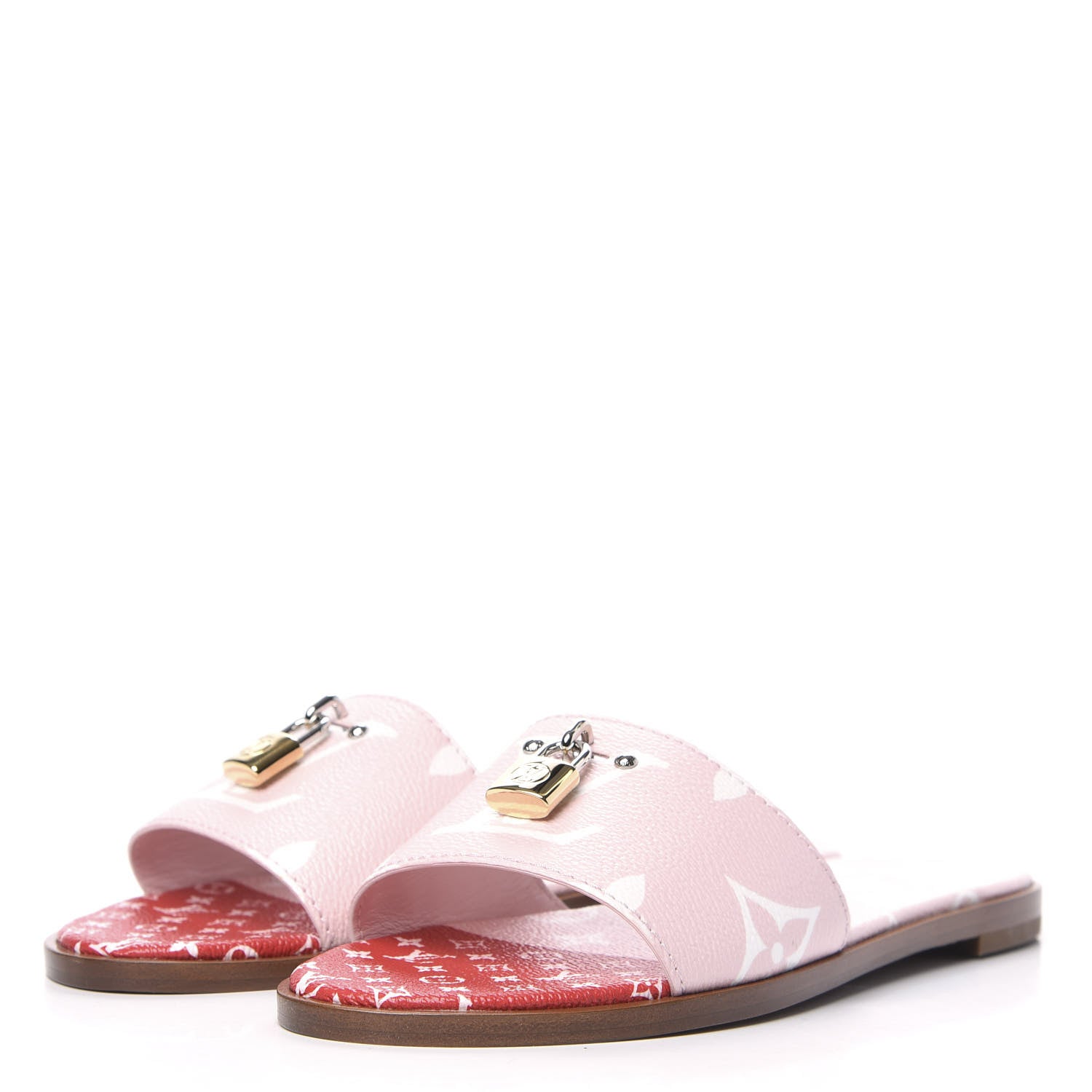 Louis Vuitton Monogram Giant Lock It Flat Mules 39 Rouge Rose 4 of 9