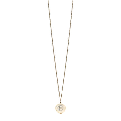Chanel Pearl Crystal CC Pendant Necklace Gold 1 of 6