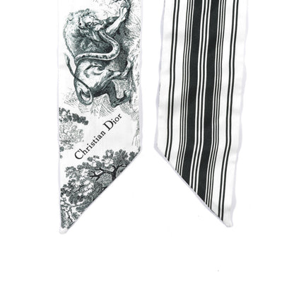 Christian Dior Silk Toile De Jouy Mitzah Scarf Green 3 of 5