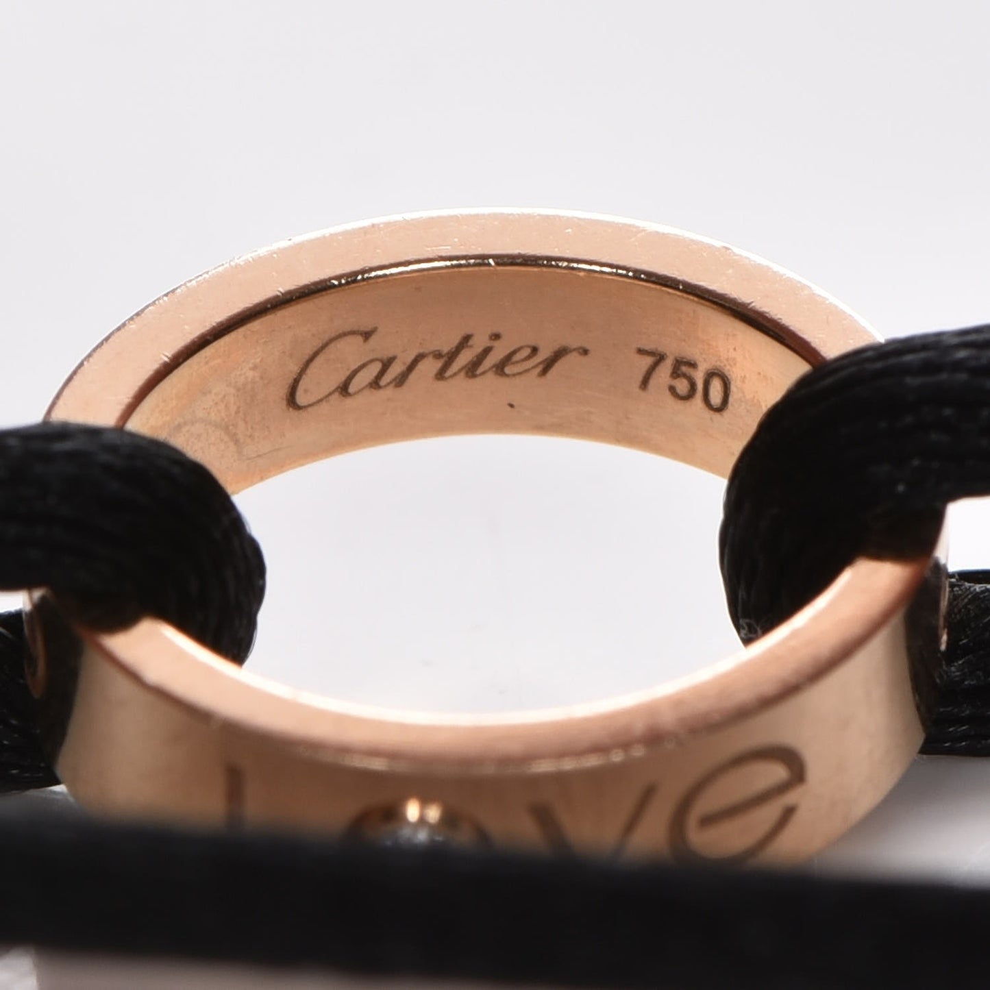 18K Yellow Gold Diamond Charity LOVE Adjustable Cord Bracelet Black