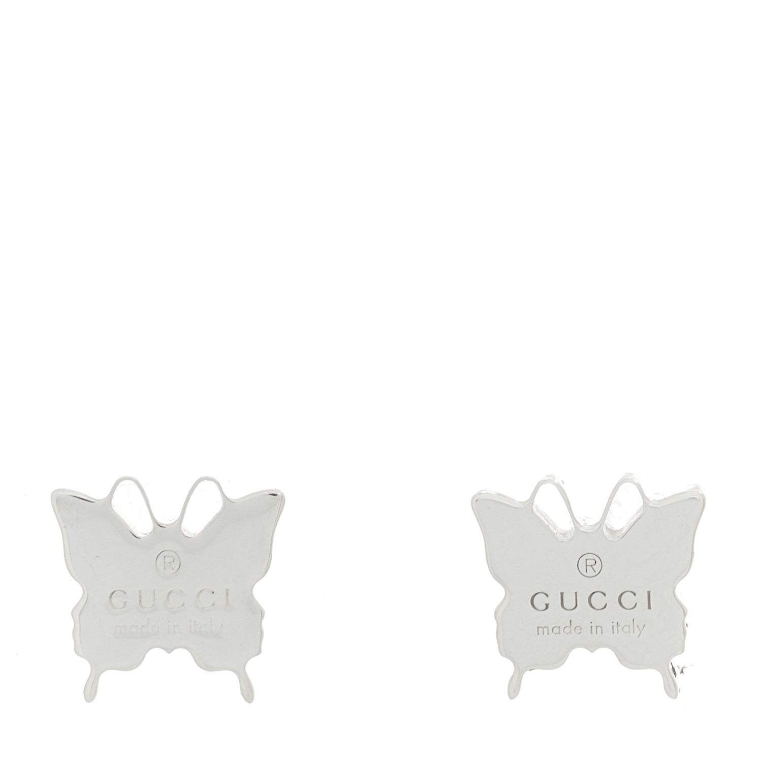 Gucci Sterling Silver Trademark Butterfly Stud Earrings 1 of 5