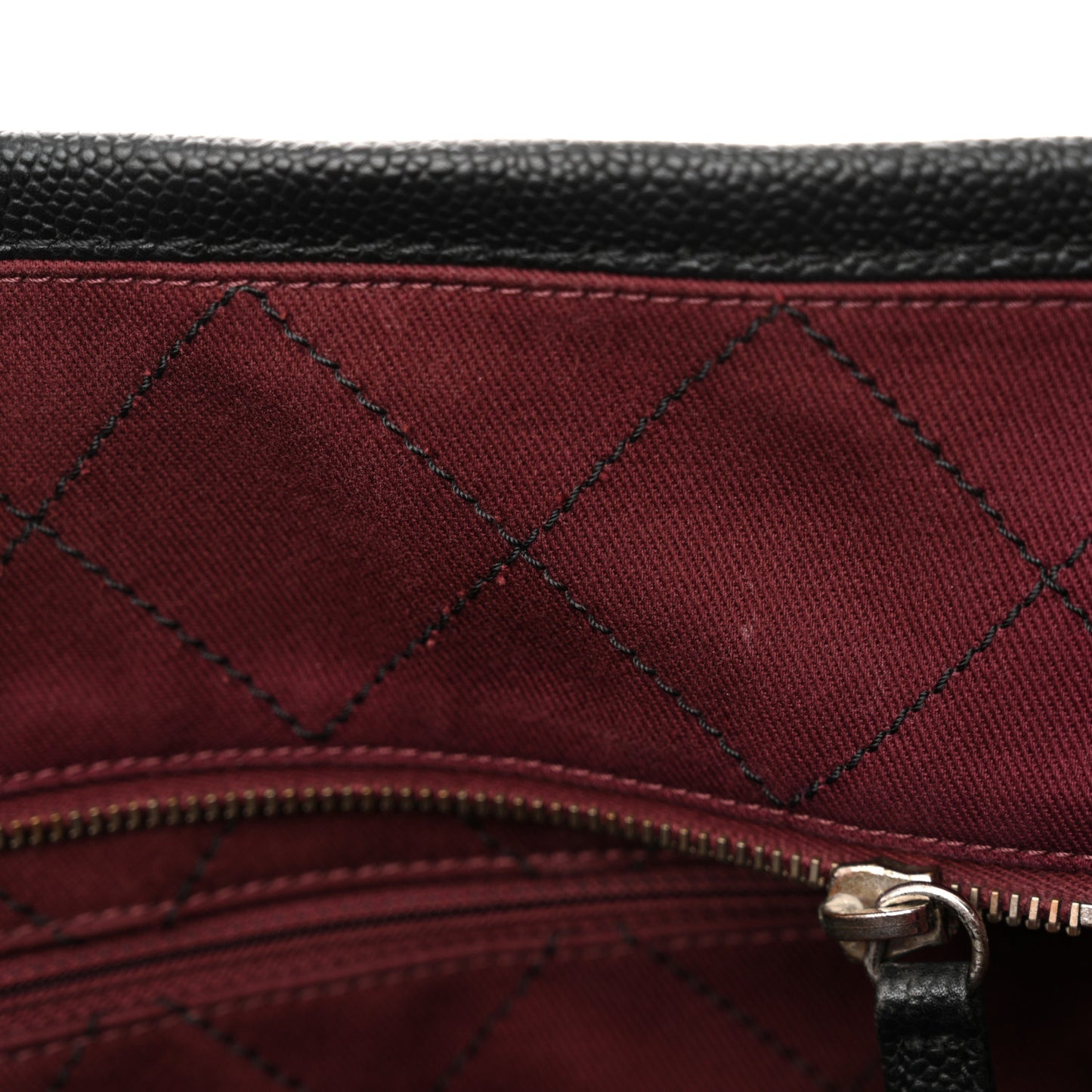 Grained Calfskin Quilted Small Daily Shopping Tote Black