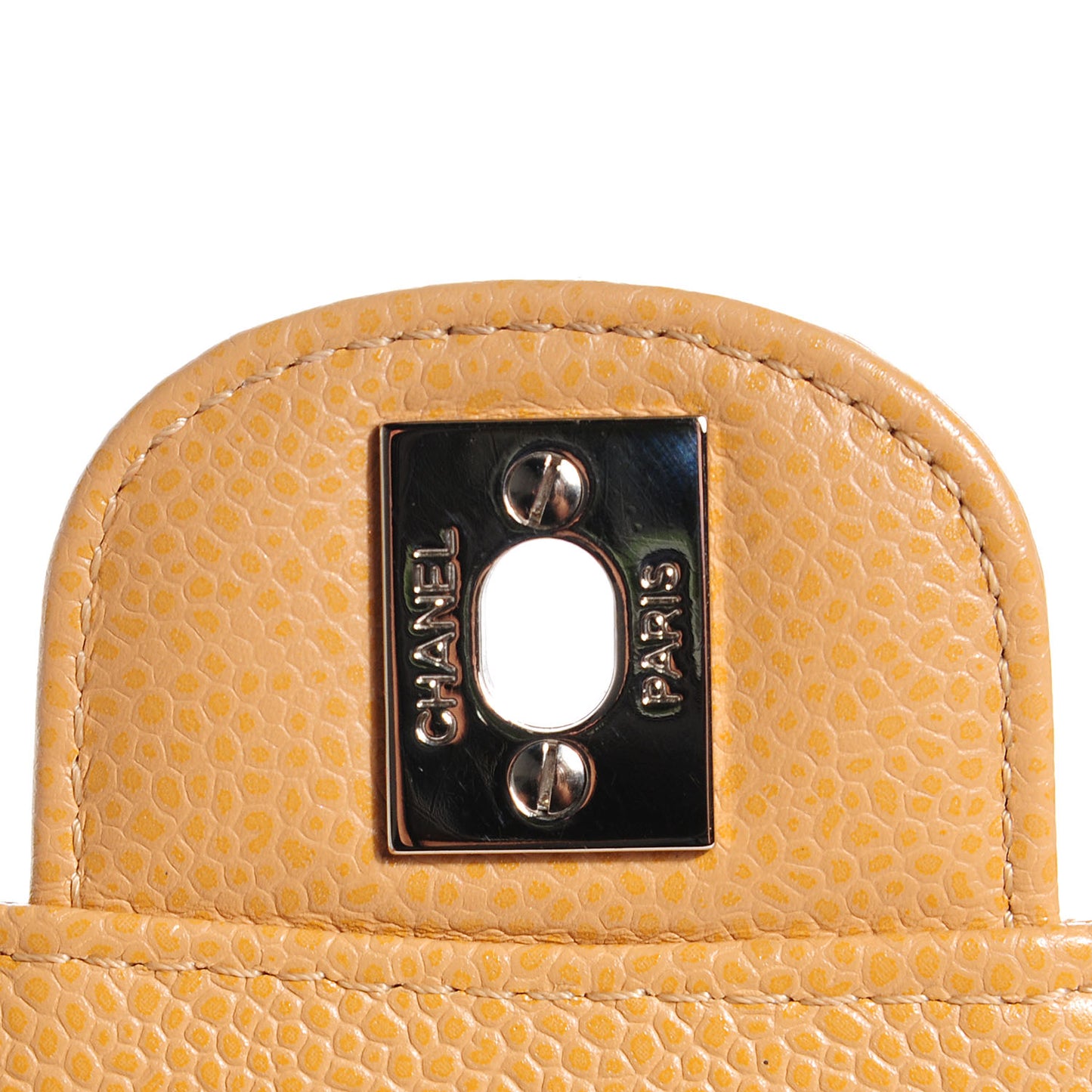Caviar Quilted Medium Double Flap Beige