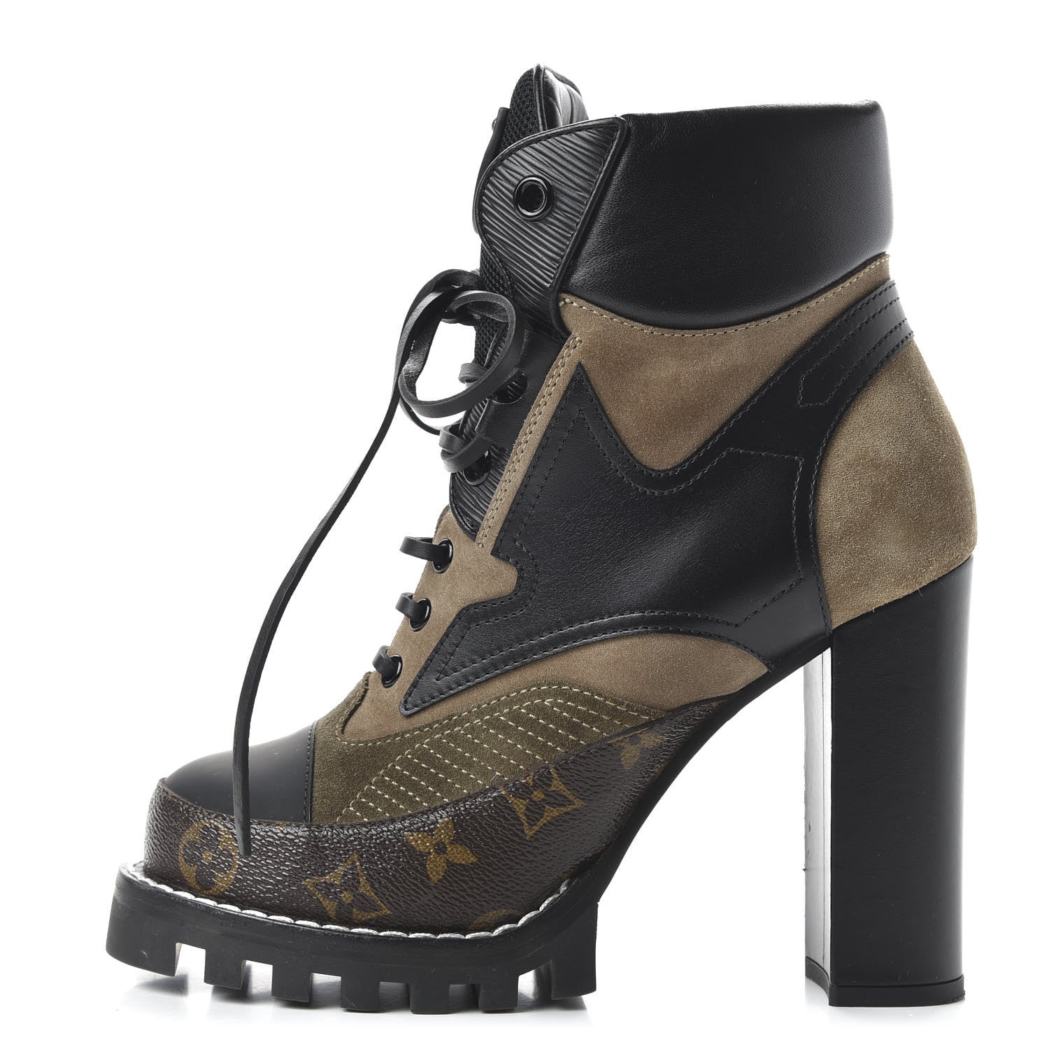 Louis Vuitton Suede Calfskin Monogram Star Trail Ankle Boots 39 Khaki 1 of 9