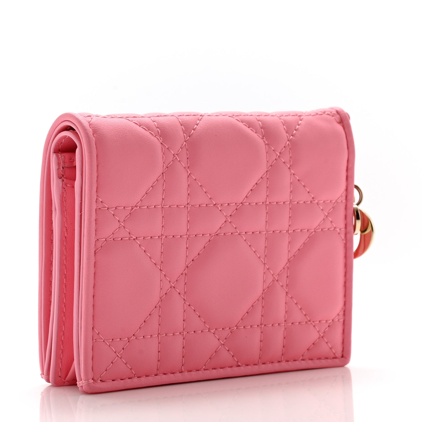 Lambskin Cannage Mini Lady Dior Wallet Pink