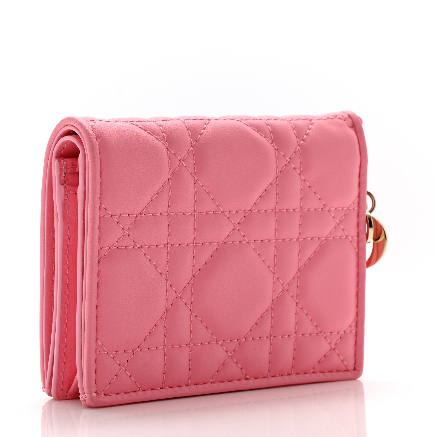 Christian Dior Lambskin Cannage Mini Lady Dior Wallet Pink 3 of 10