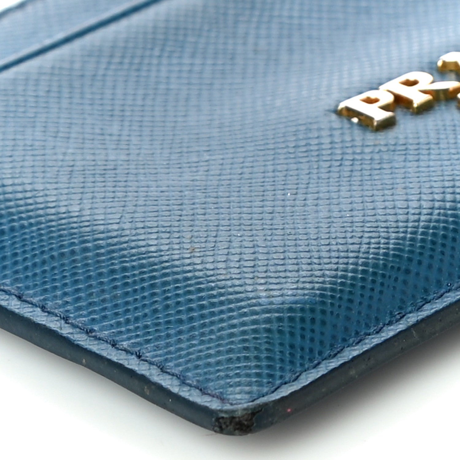 Prada Saffiano Vernice Metal Card Case Blue 7 of 10