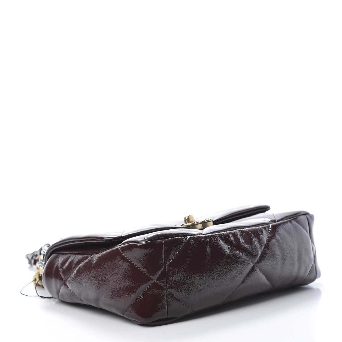 Shiny Crumpled Calfskin Quilted Medium 19 Flap Burgundy