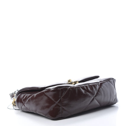 Chanel Shiny Crumpled Calfskin Quilted Medium 19 Flap Burgundy 4 of 11