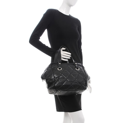 Chanel Coated Canvas Paris Biarritz Satchel Black 2 of 9