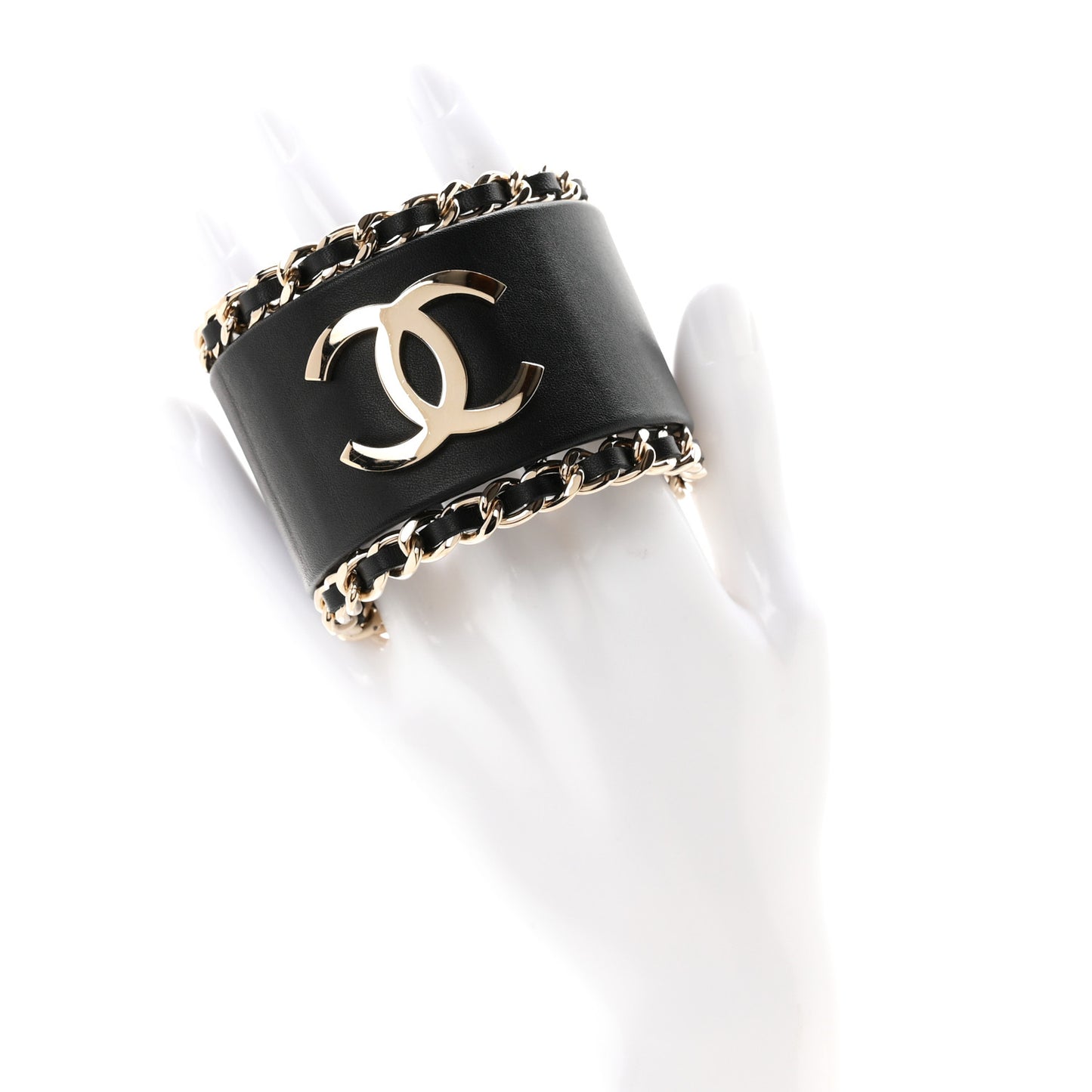 Lambskin Chain CC Cuff M Black Gold