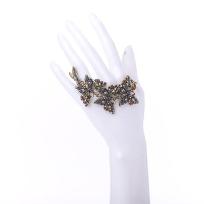 Gucci Metal Crystal Butterfly Bracelet Aged Gold Multicolor 5 of 6