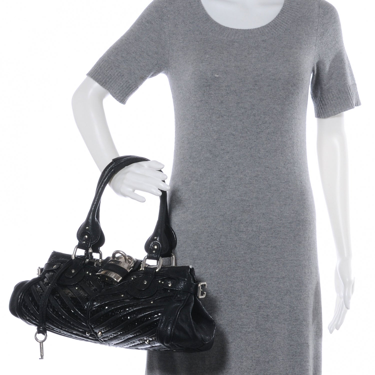 Chloe Python Chevron Paddington Black 2 of 9