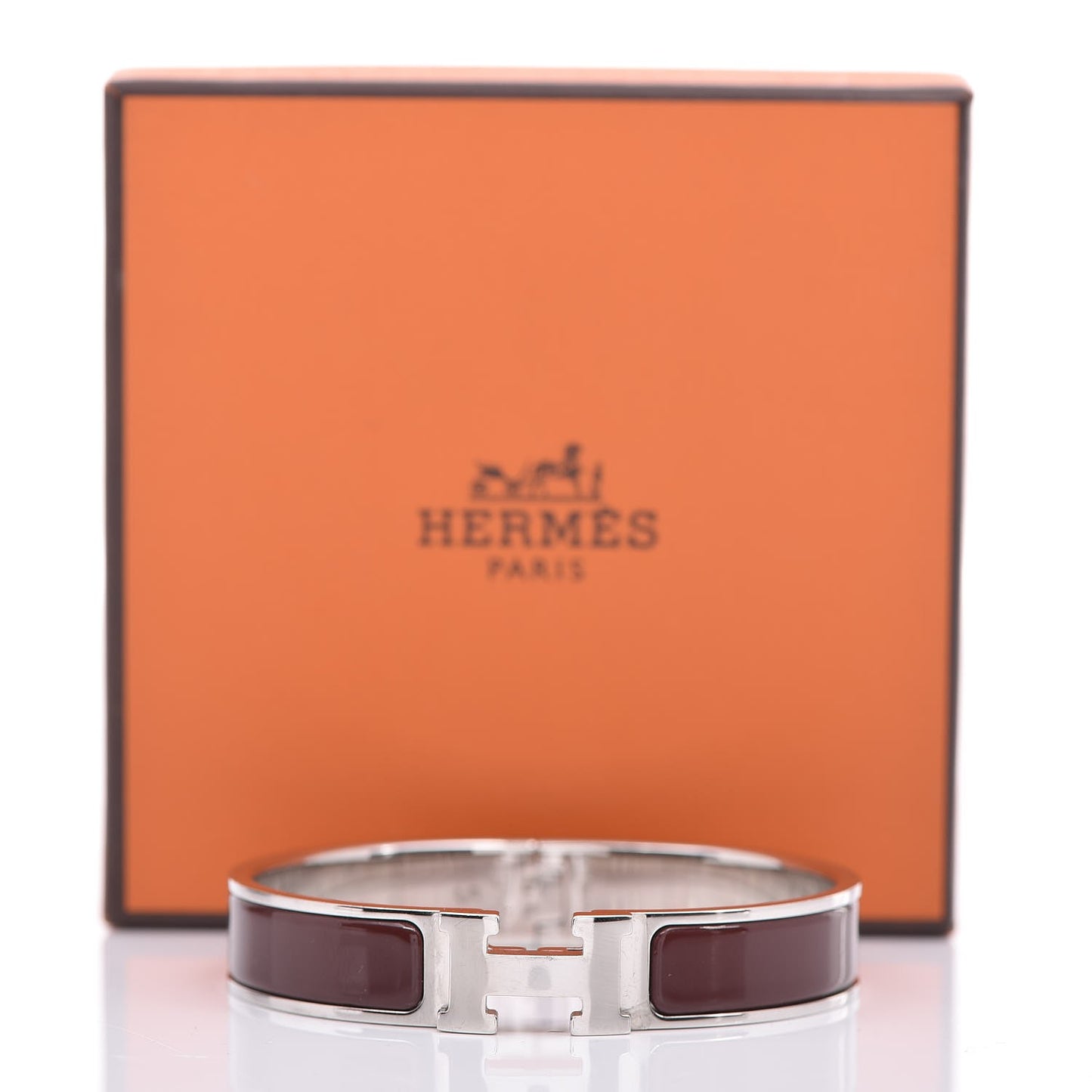 Enamel Narrow Clic Clac H Bracelet PM Burgundy