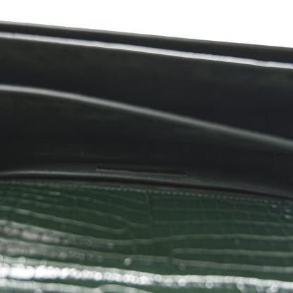 Saint Laurent Calfskin Crocodile Embossed Medium Monogram Sunset Dark Green 6 of 12