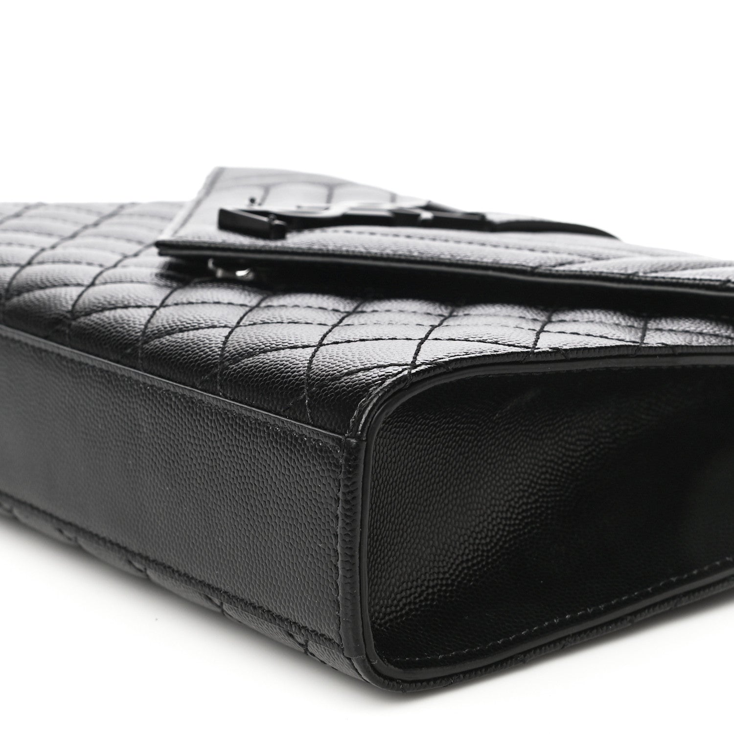 Saint Laurent Grain De Poudre Textured Mixed Matelasse Triquilt Medium Monogram Satchel Black 10 of 10