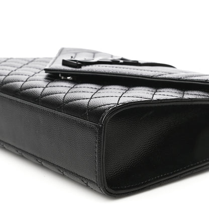 Saint Laurent Grain De Poudre Textured Mixed Matelasse Triquilt Medium Monogram Satchel Black 10 of 10