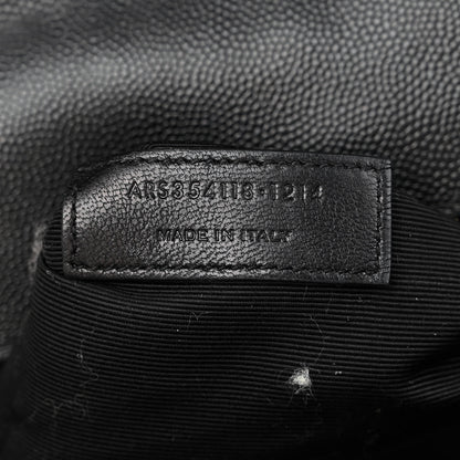 Saint Laurent Grain De Poudre Matelasse Chevron Large Monogram Satchel Black 7 of 14