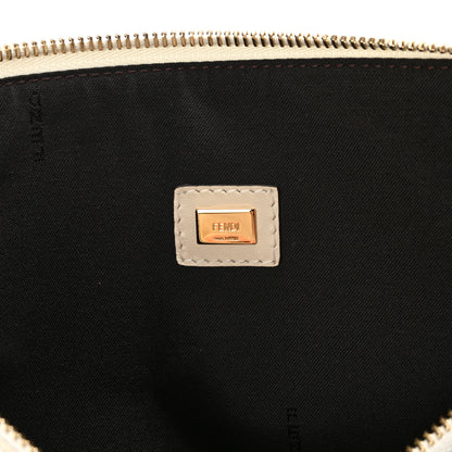 Fendi Vitello King Logo Embossed Medium Flat Pouch White Ice 6 of 8