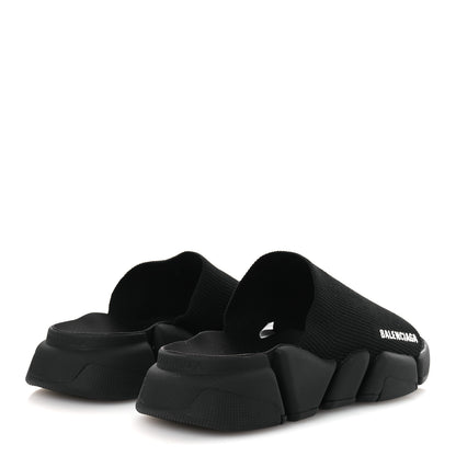 Balenciaga Technical 3D Recycled Knit Womens Speed 2.0 Slide Sandals 39 Black 5 of 11