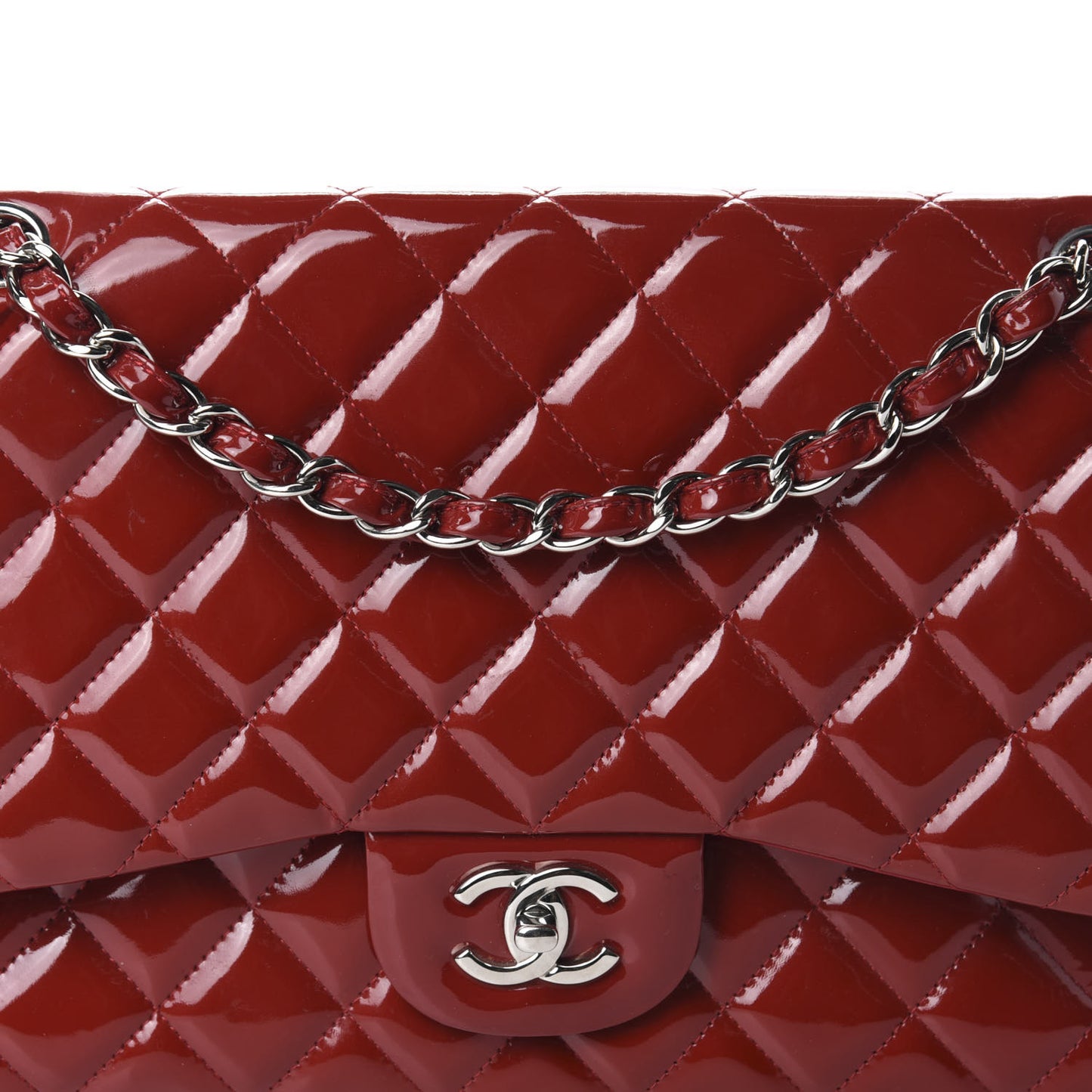 Patent Quilted Jumbo Double Flap Red