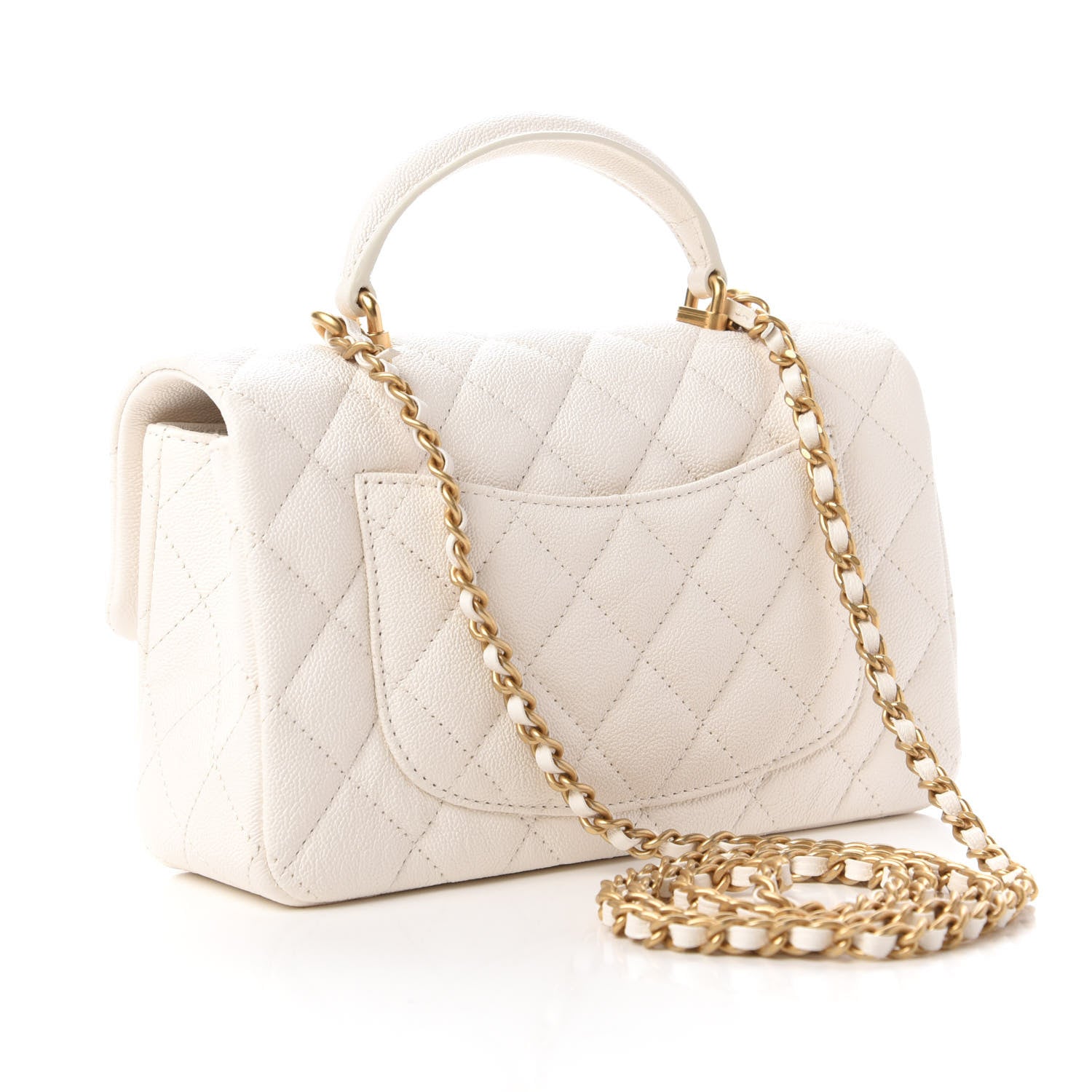 Chanel Caviar Quilted Mini Top Handle Rectangular Flap White 3 of 11