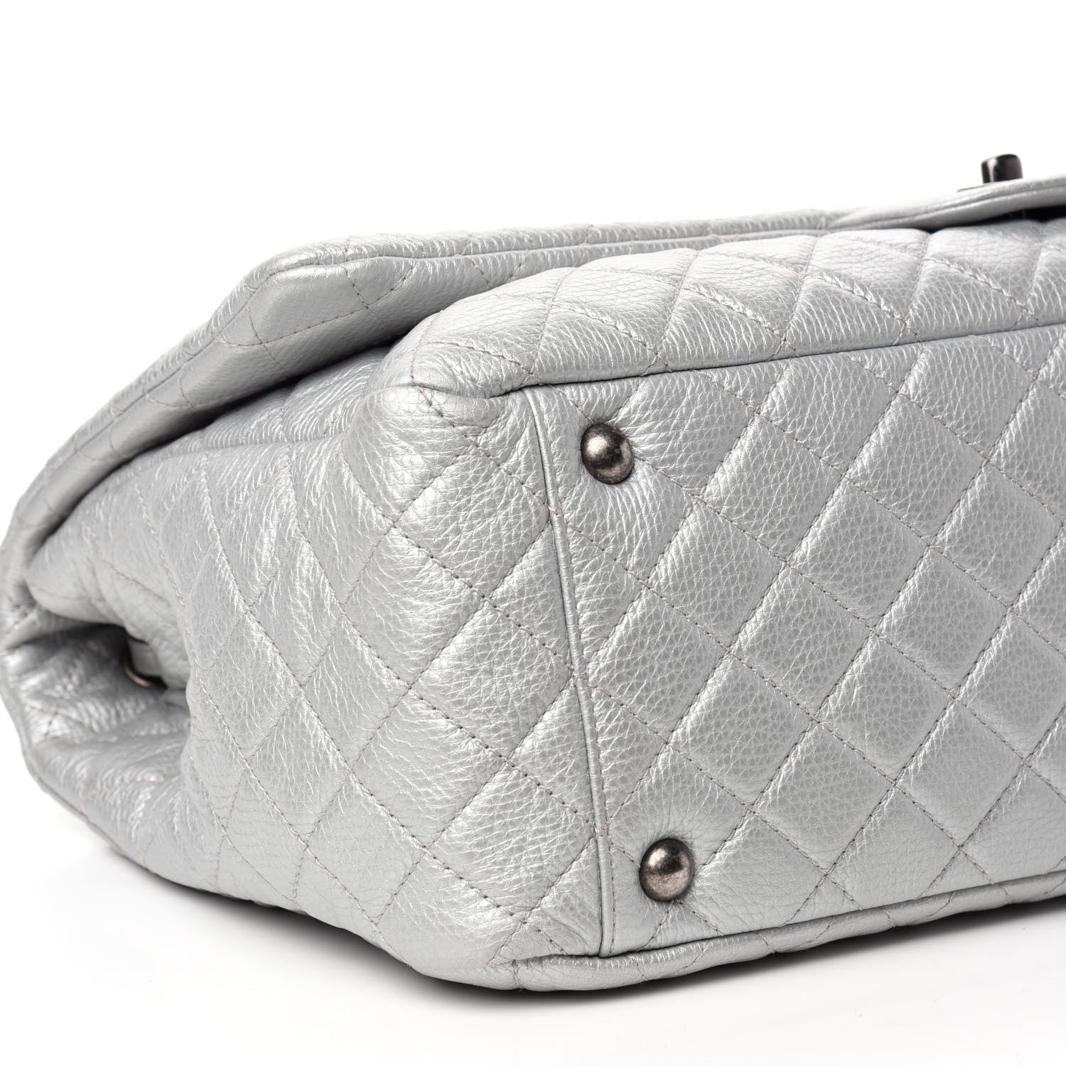 Chanel Metallic Calfskin Quilted XXL Travel Flap Bag Silver 7 of 15