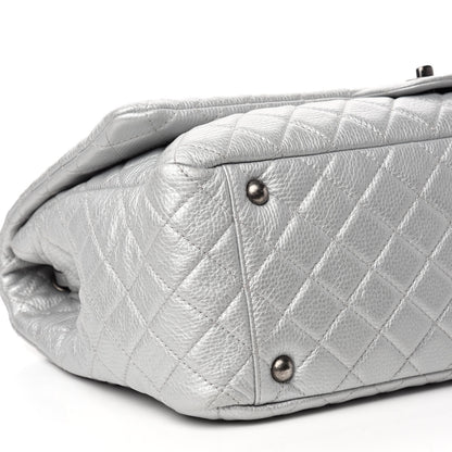Chanel Metallic Calfskin Quilted XXL Travel Flap Bag Silver 7 of 15