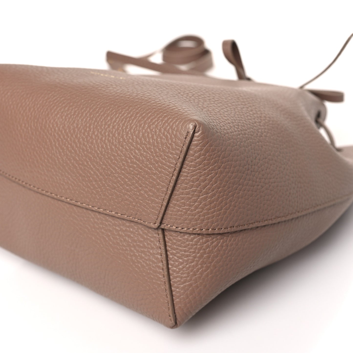 Pebbled Calfskin Soft Mini Bucket Bag Biscotto