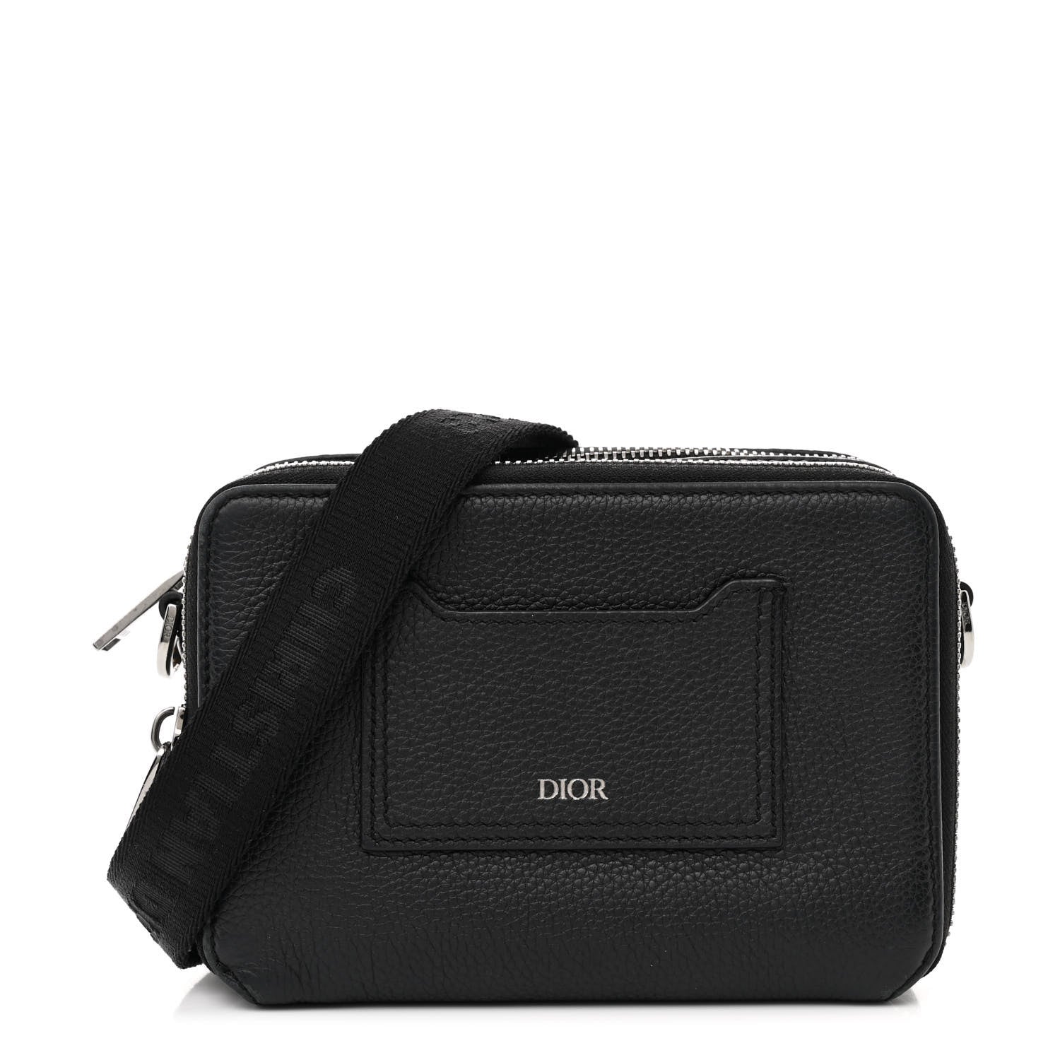 Christian Dior Grained Calfskin Double Zip Crossbody Black 1 of 12