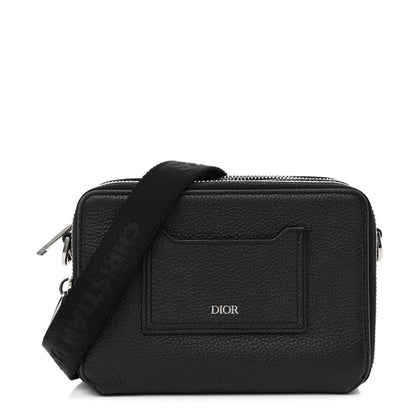 Christian Dior Grained Calfskin Double Zip Crossbody Black 1 of 12