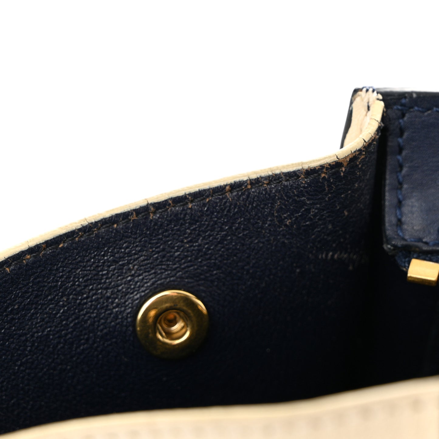Snakeskin Calfskin Medium Trapeze Natural Navy Blue
