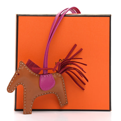 Hermes Milo Lambskin Grigri Rodeo Horse Bag Charm PM Gold Rubis Rose Poupre 5 of 5