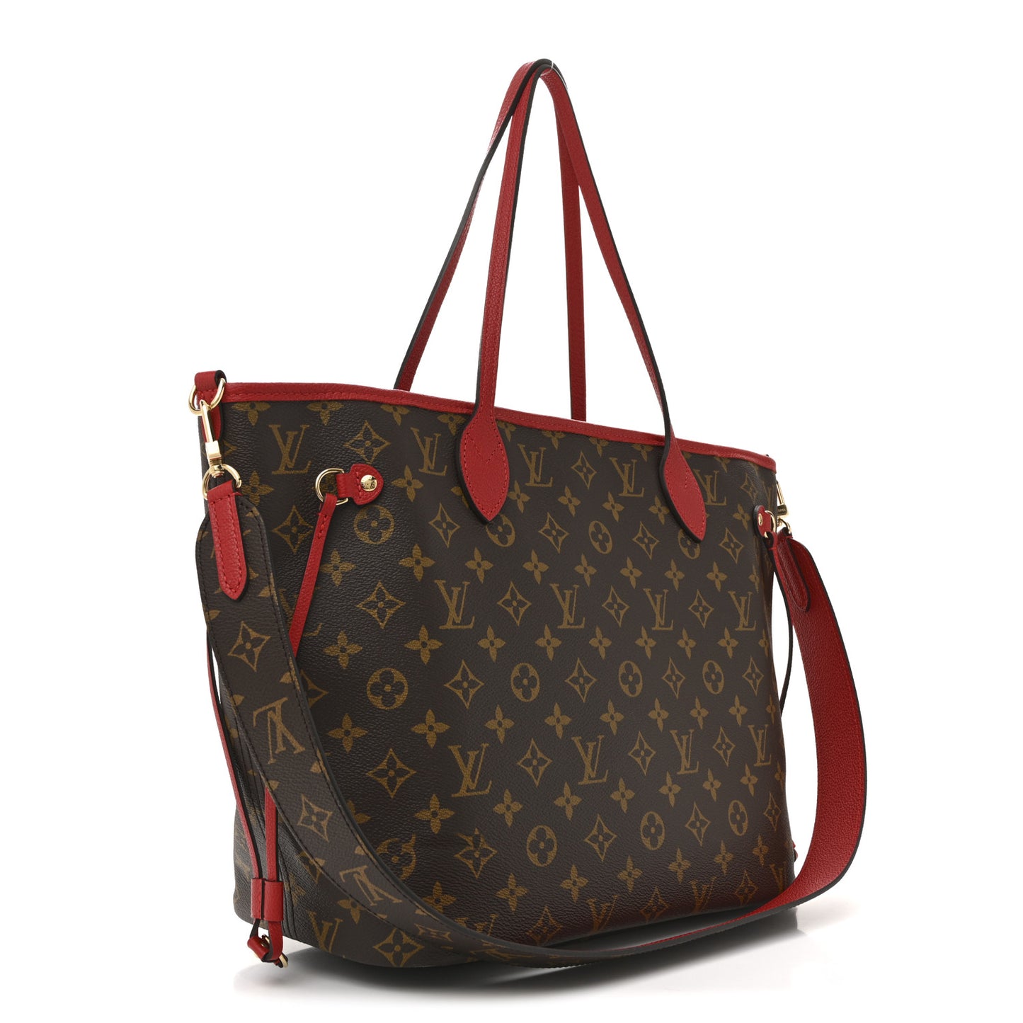 Monogram Inside Out Neverfull Bandouliere MM Sari Red