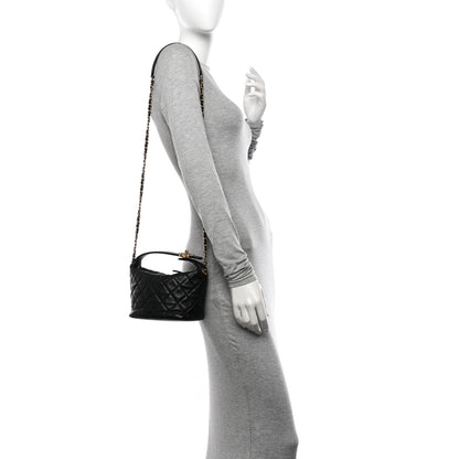 Chanel Lambskin Quilted Small Perfect Meeting Hobo Black 2 of 12