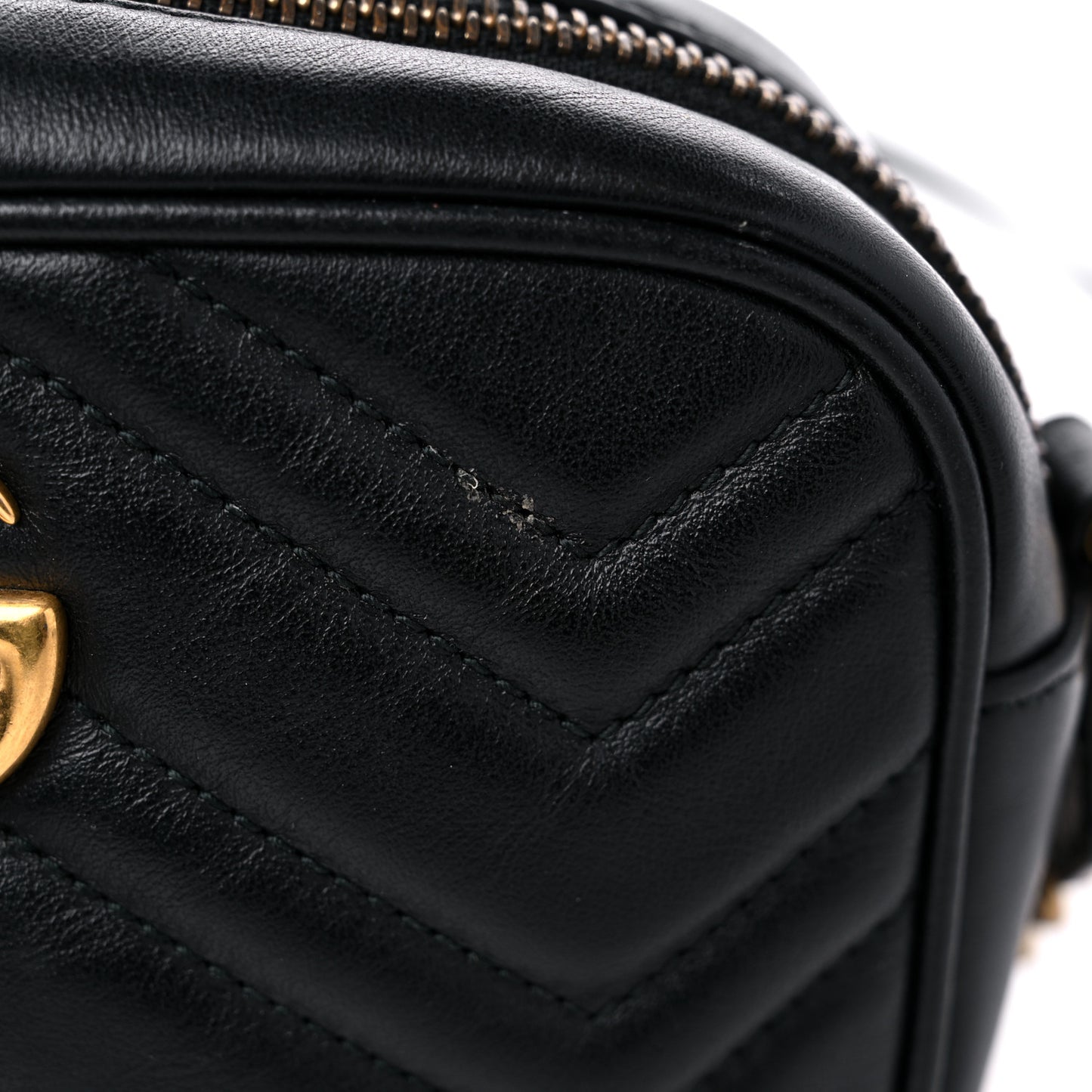 Calfskin Matelasse Mini GG Marmont Chain Shoulder Bag Black