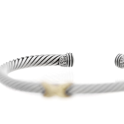 David Yurman Sterling Silver 14K Yellow Gold 5mm X Station Cable Bracelet 3 of 4