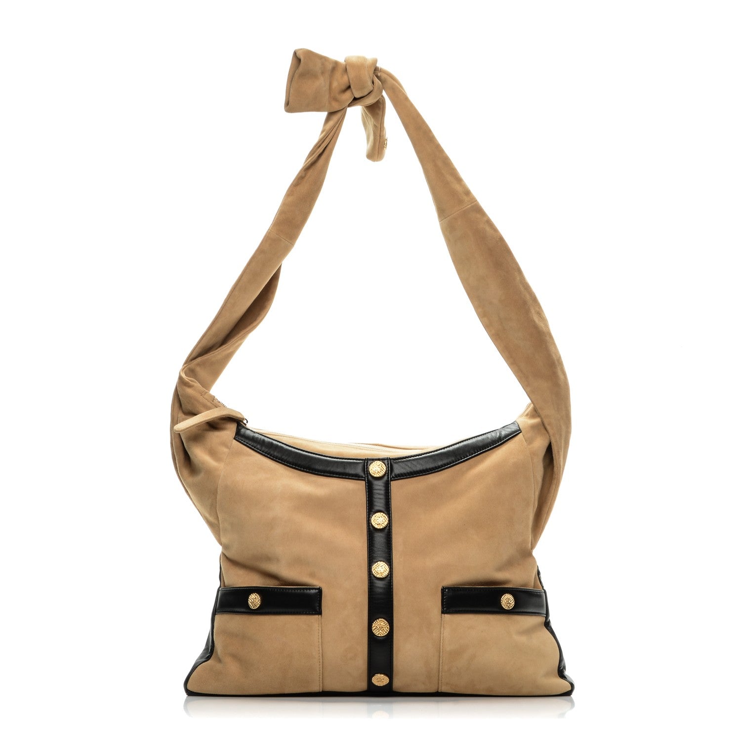 Chanel Suede Lambskin Large Girl Bag Beige Black 1 of 9