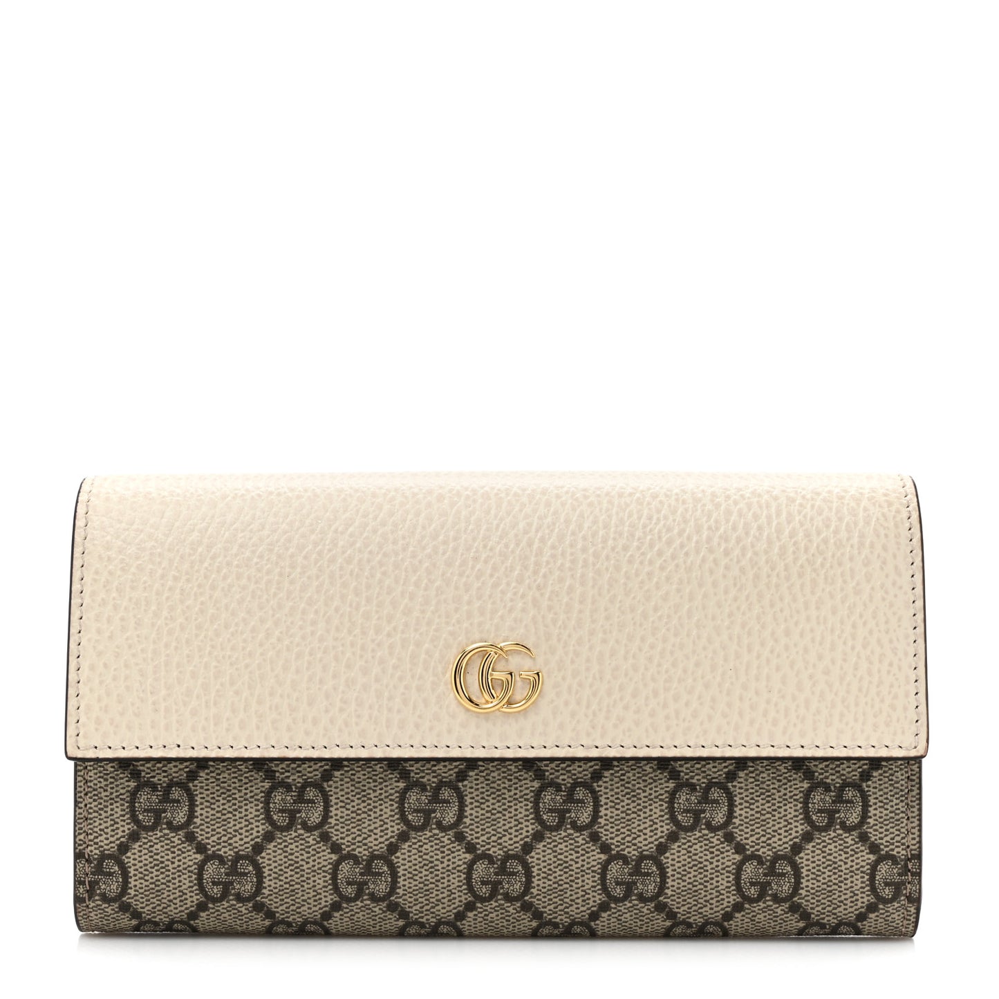 Dollar Calfskin GG Supreme Monogram GG Marmont Continental Wallet Mystic White Beige Ebony