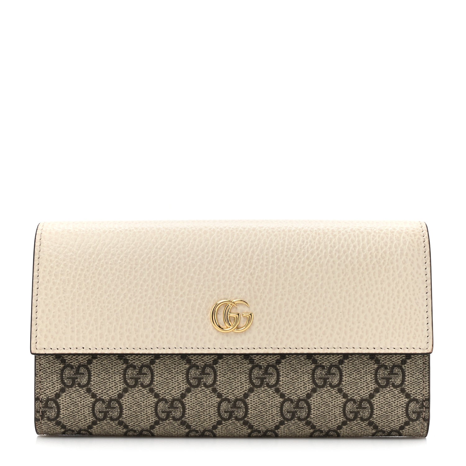 Gucci Dollar Calfskin GG Supreme Monogram GG Marmont Continental Wallet Mystic White Beige Ebony 1 of 12