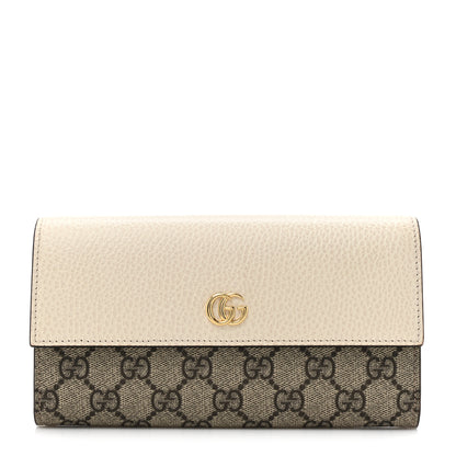 Gucci Dollar Calfskin GG Supreme Monogram GG Marmont Continental Wallet Mystic White Beige Ebony 1 of 12