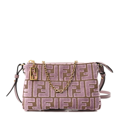 Fendi Velvet Jacquard FF Baguette Pouch Dusty Mauve 1 of 10