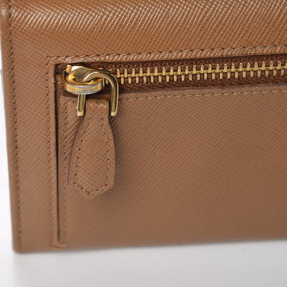 Prada Saffiano Continental Flap Wallet Caramel 12 of 12