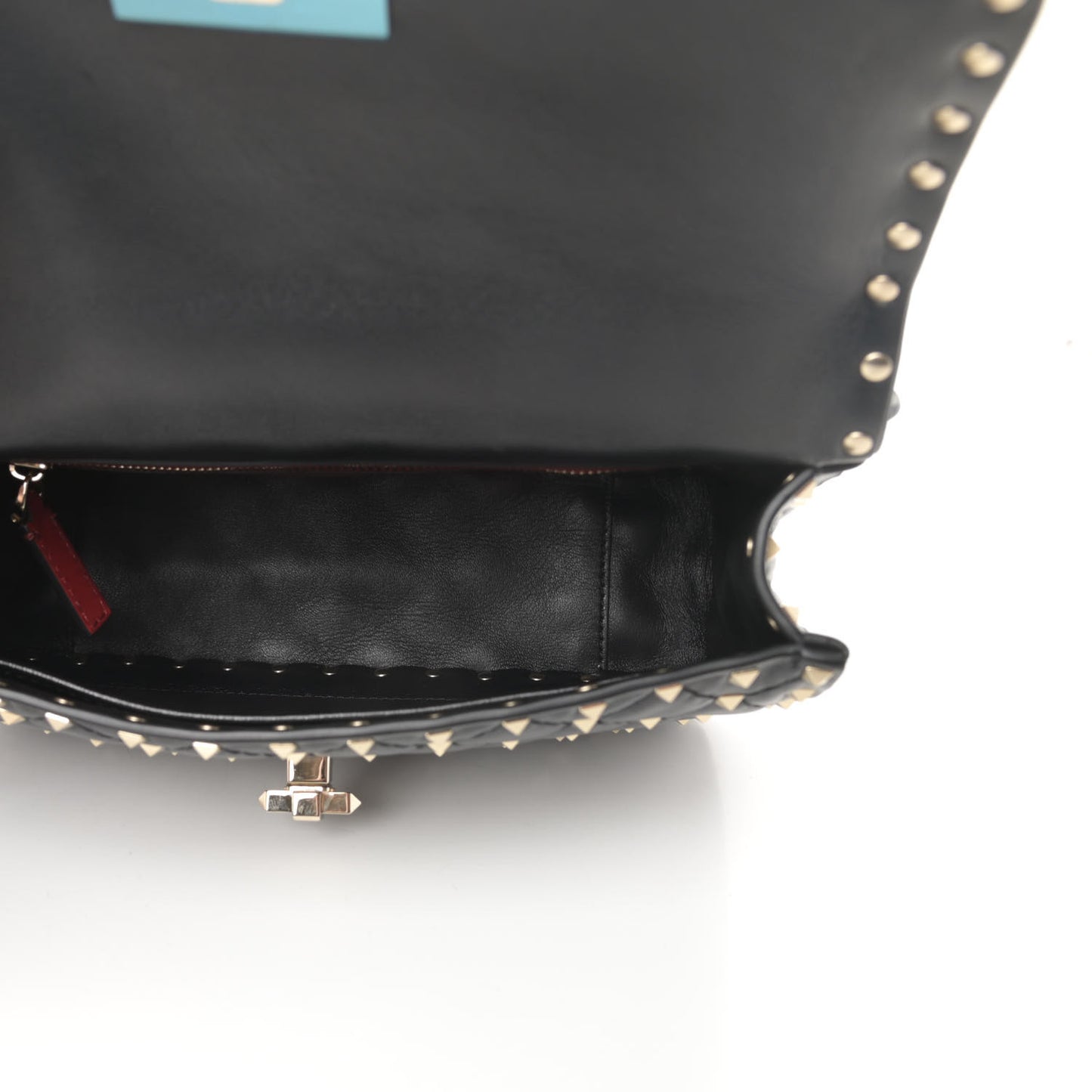 Lambskin Medium Rockstud Spike Shoulder Bag Black
