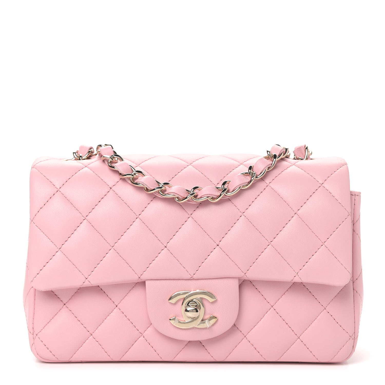 Chanel Lambskin Quilted Mini Rectangular Flap Light Pink 1 of 6