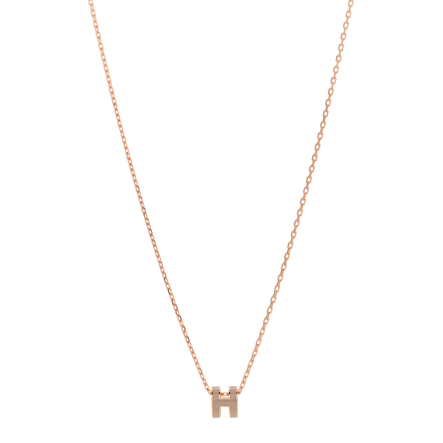 Lacquered Rose Gold Mini Pop H Pendant Necklace Marron Glace
