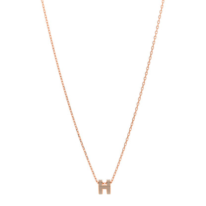 Hermes Lacquered Rose Gold Mini Pop H Pendant Necklace Marron Glace 1 of 7
