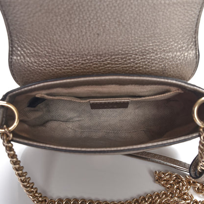 Gucci Metallic Pebbled Calfskin Small Soho Flap Crossbody Golden Beige 5 of 7