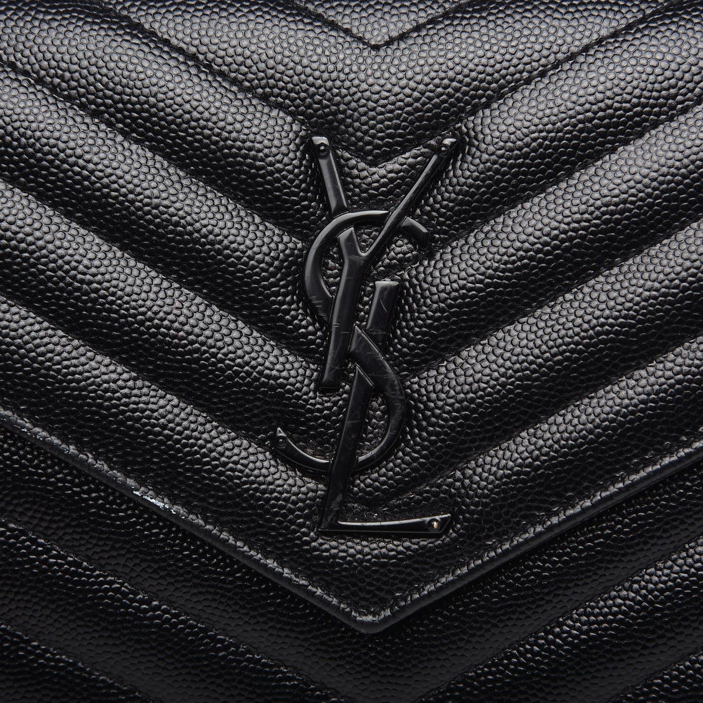 Grain De Poudre Matelasse Chevron Monogram Chain Wallet Black